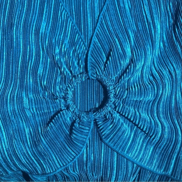 Turquoise Textured Shimmer Dress Connected Apparel Long Sleeve Event Holidays 10 - Picture 7 of 11